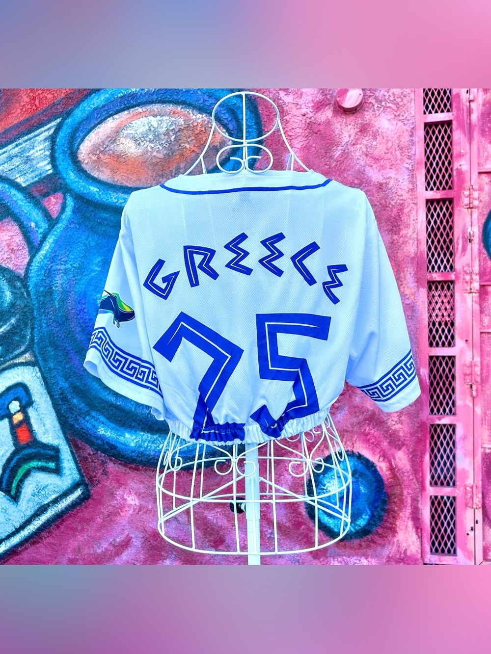 TAMPA BAY RAYS ‘Greece’ Vintage Cropped Baseball Jersey size Medium